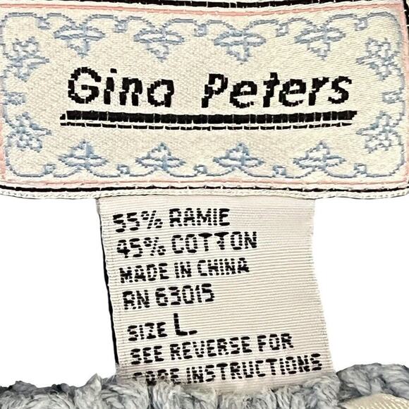 Gina Peters Womens Vintage Blue Embroidered Cottagecore Chunky Knit Sweater sz L - Picture 16 of 16